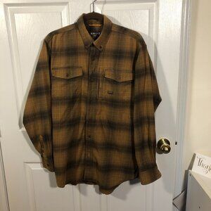 ARIAT REBAR, Men's Plaid Shirt in brown and honey, buttoned collar, M